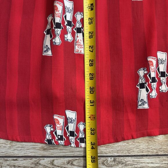 Chico's Designs Red Black Rayon Japanese Women Print Size 2 - Picture 9 of 12